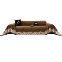 Anti-Scratch Chenille Sofa Cover with Fringed Floral Trim