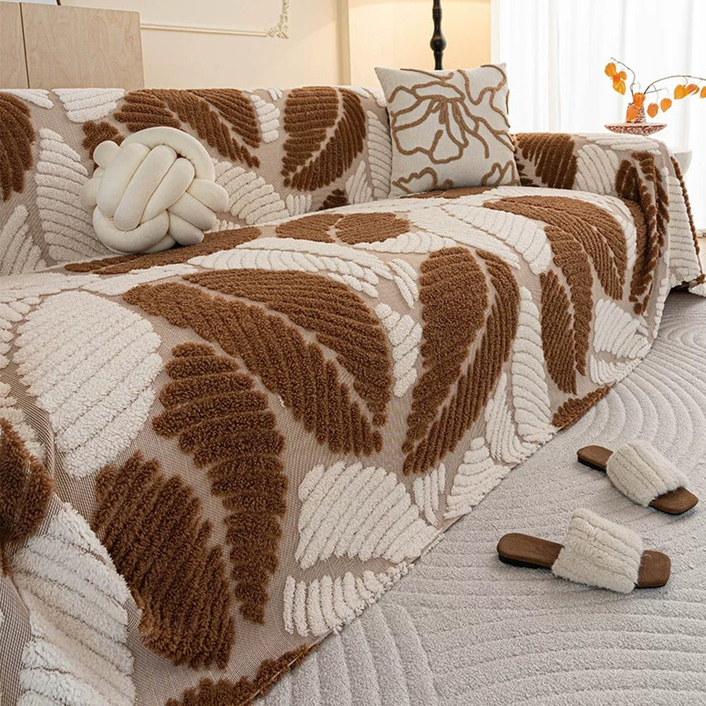 Tufted Leaf Chenille Sofa Cover