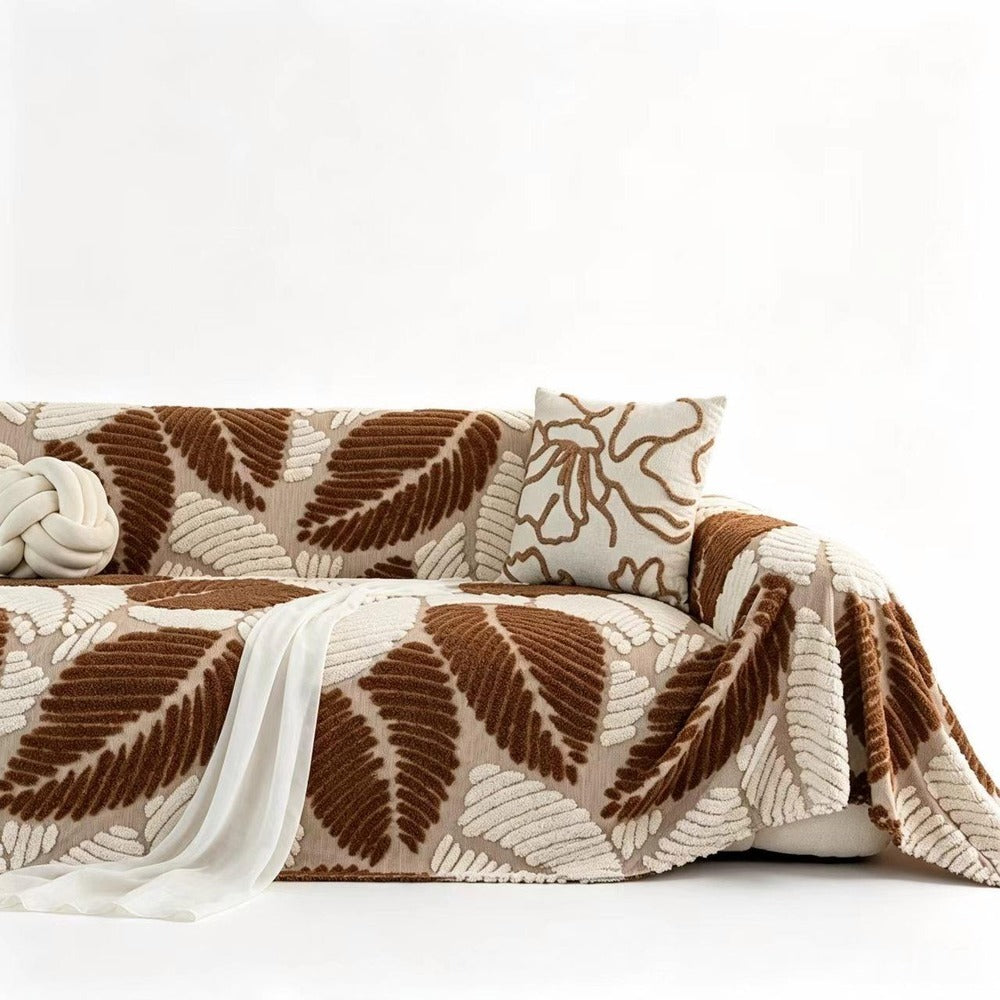 Tufted Leaf Chenille Sofa Cover