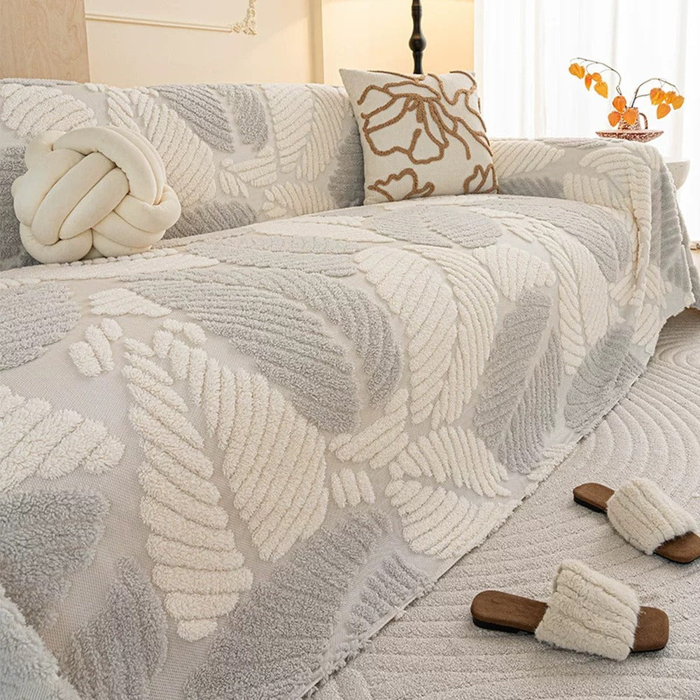 Tufted Leaf Chenille Sofa Cover