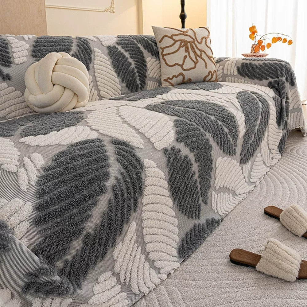 Tufted Leaf Chenille Sofa Cover