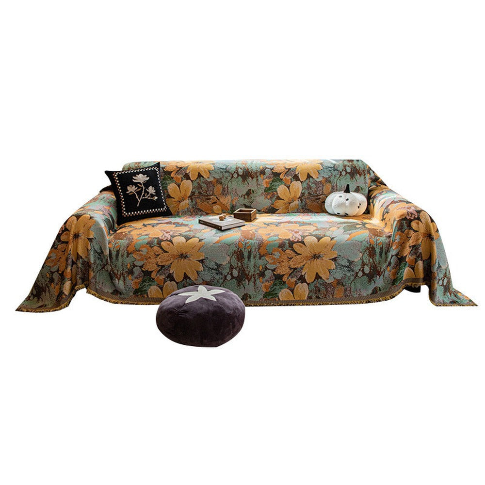Woven Floral Tapestry Sofa Cover