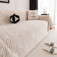 Herringbone Chenille Sofa Cover with Wave Border