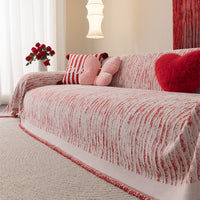 Herringbone Chenille Sofa Cover with Wave Border