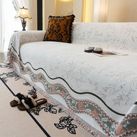 Herringbone Chenille Sofa Cover with Wave Border