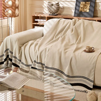 Herringbone Chenille Sofa Cover with Wave Border
