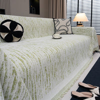 Herringbone Chenille Sofa Cover with Wave Border