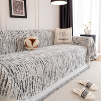 Herringbone Chenille Sofa Cover with Wave Border