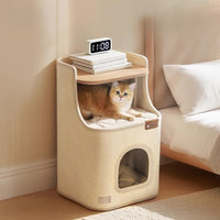 Square sisal barrel cat bed with double layer scratcher