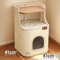 Square sisal barrel cat bed with double layer scratcher