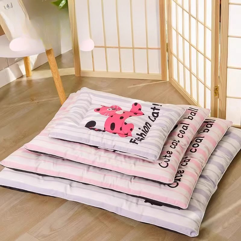 Waterproof Cartoon Pet Sleeping Mat, Cool Washable Cat & Dog Bed Pad
