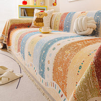 Golden Wheat striped chenille sofa cover