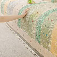 Soft chenille texture of the striped sofa cover