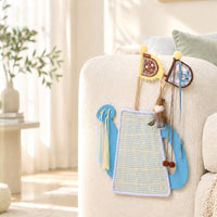Flower Watering Can Cat Scratch Pad, Self-Adhesive Sisal Wall Scratcher with Ribbon Tassels