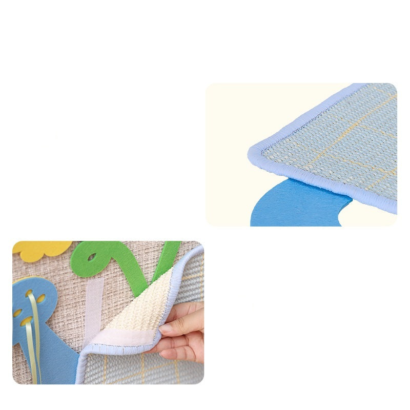 Flower Watering Can Cat Scratch Pad, Self-Adhesive Sisal Wall Scratcher with Ribbon Tassels