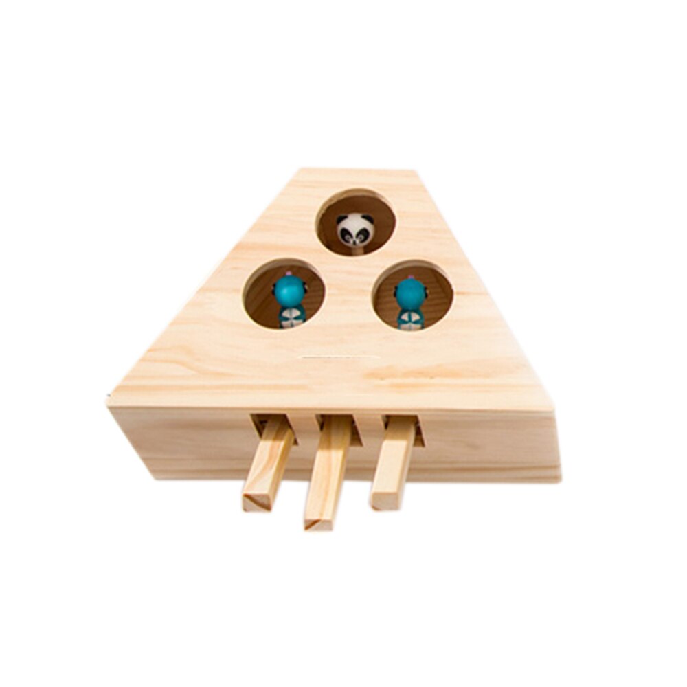 Pefilos 14" Cat Toys Interactive Whack-a-mole Solid Wooden Toys For Indoor Cats Killer's