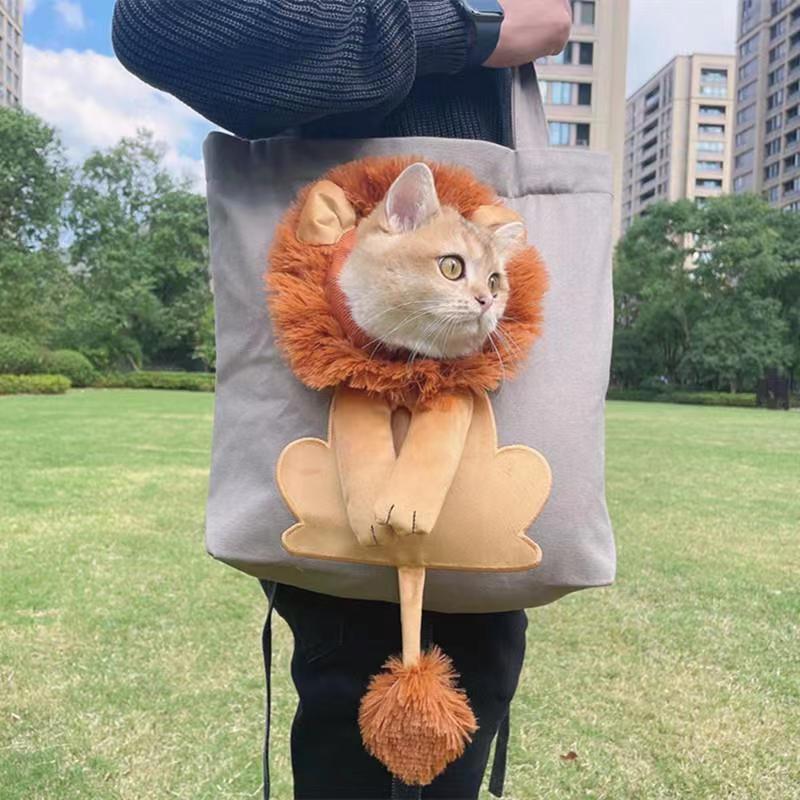 Tragetasche für Katzen in Löwenform aus Segeltuch